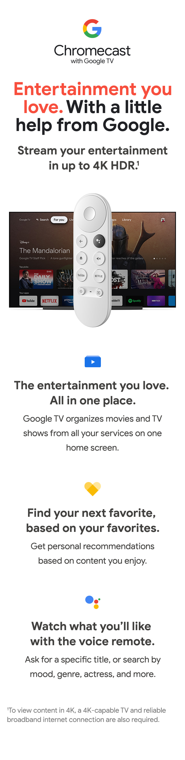 Features of the Google Chromecast 4K with Google TV